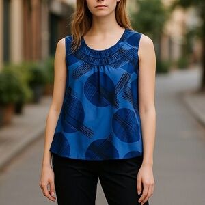 New York & Company Blue Sleeveless Top, Women’s Large